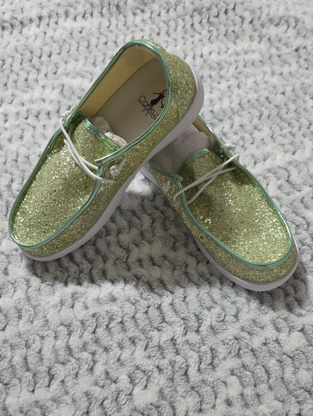 Corkys Sparkle Light Green Slip-On Sneakers